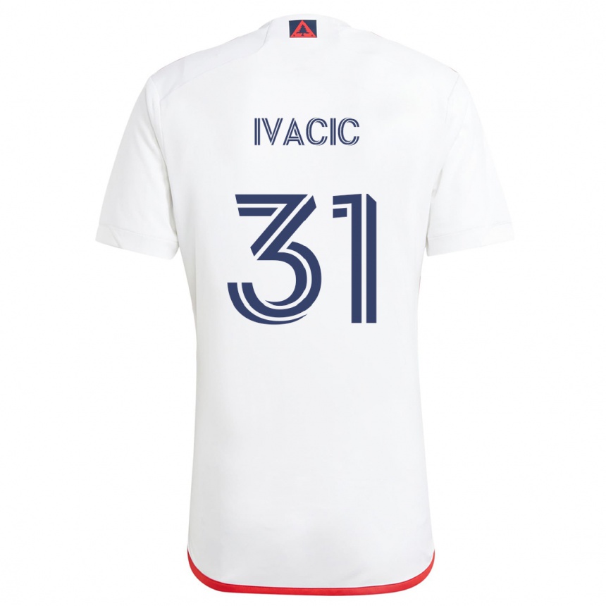 Kids Football Aljaz Ivacic #31 White Red Away Jersey 2024/25 T-Shirt Nz