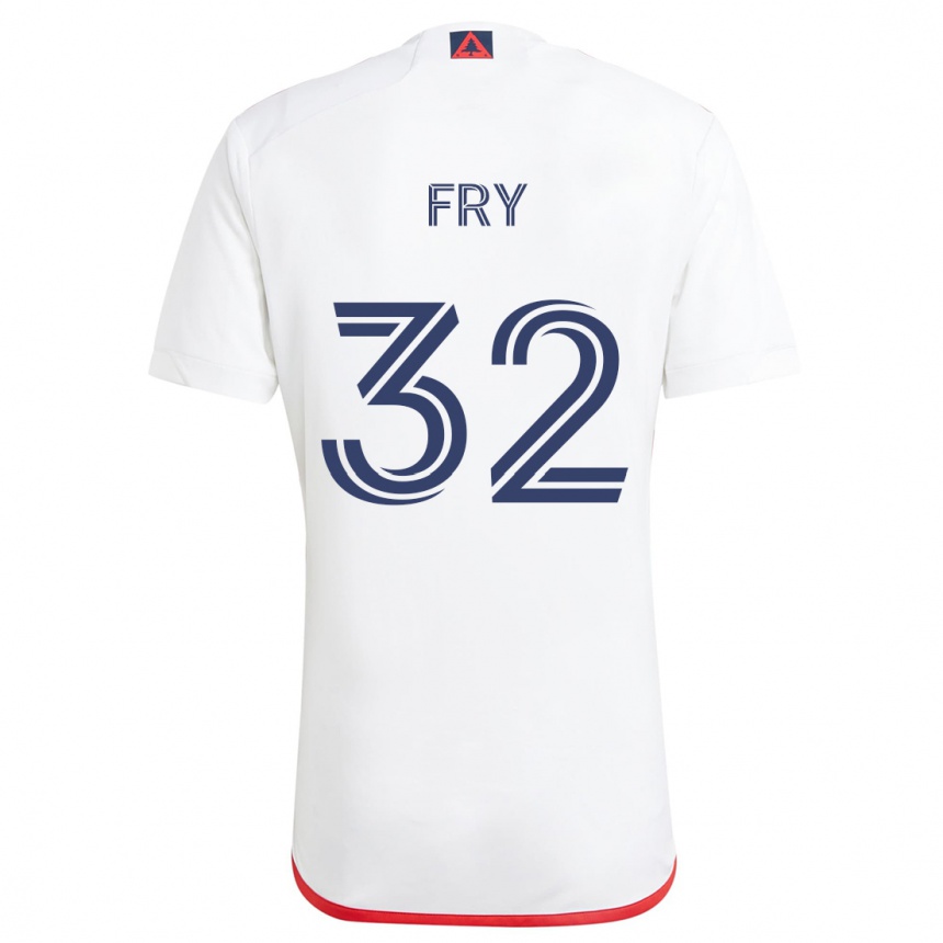 Kids Football Malcolm Fry #32 White Red Away Jersey 2024/25 T-Shirt Nz