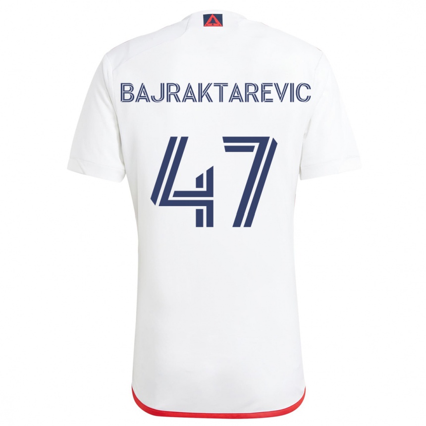 Kids Football Esmir Bajraktarevic #47 White Red Away Jersey 2024/25 T-Shirt Nz