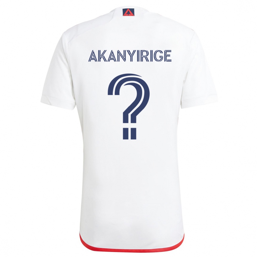 Kids Football Jacob Akanyirige #0 White Red Away Jersey 2024/25 T-Shirt Nz