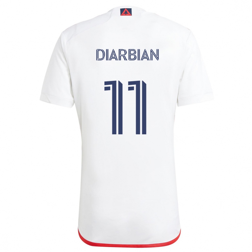 Kids Football Gevork Diarbian #11 White Red Away Jersey 2024/25 T-Shirt Nz