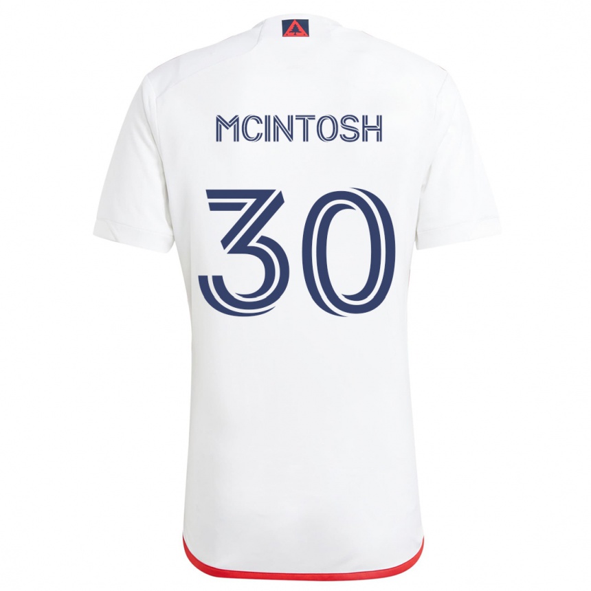 Kids Football Damario Mcintosh #30 White Red Away Jersey 2024/25 T-Shirt Nz