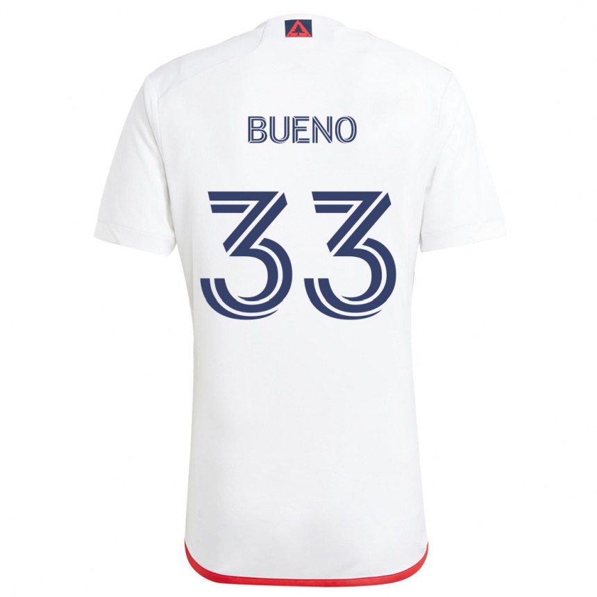 Kids Football Brandonn Bueno #33 White Red Away Jersey 2024/25 T-Shirt Nz