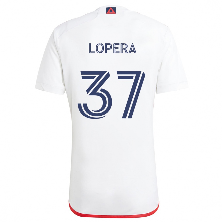 Kids Football Steban Lopera #37 White Red Away Jersey 2024/25 T-Shirt Nz