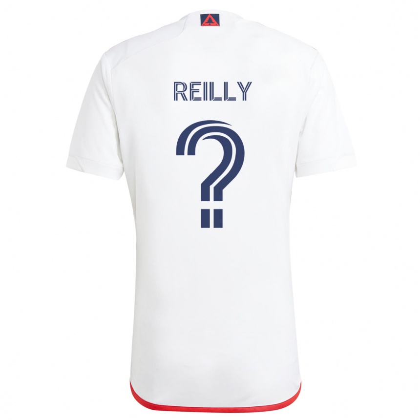 Kids Football Aidan Reilly #0 White Red Away Jersey 2024/25 T-Shirt Nz