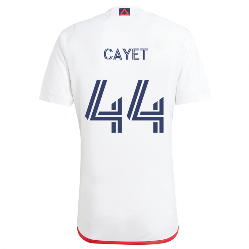 Kids Football Pierre Cayet #44 White Red Away Jersey 2024/25 T-Shirt Nz