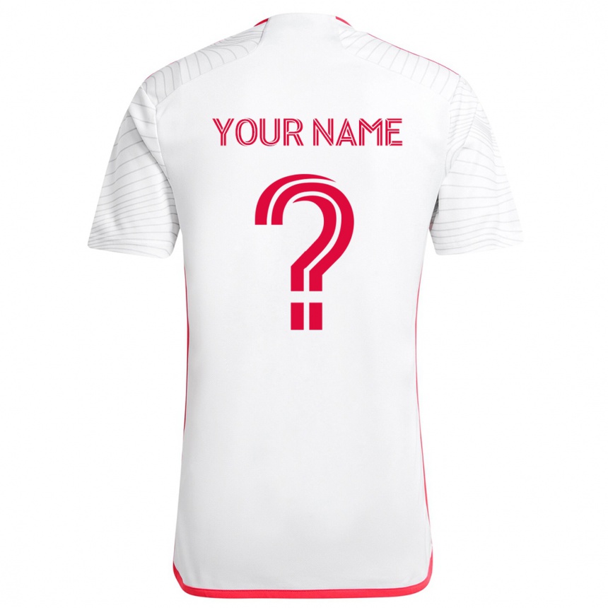 Kids Football Your Name #0 White Red Away Jersey 2024/25 T-Shirt Nz