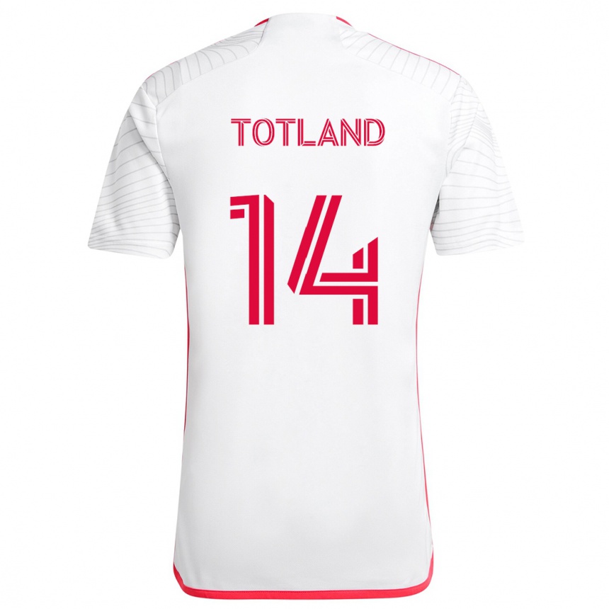 Kids Football Tomas Totland #14 White Red Away Jersey 2024/25 T-Shirt Nz