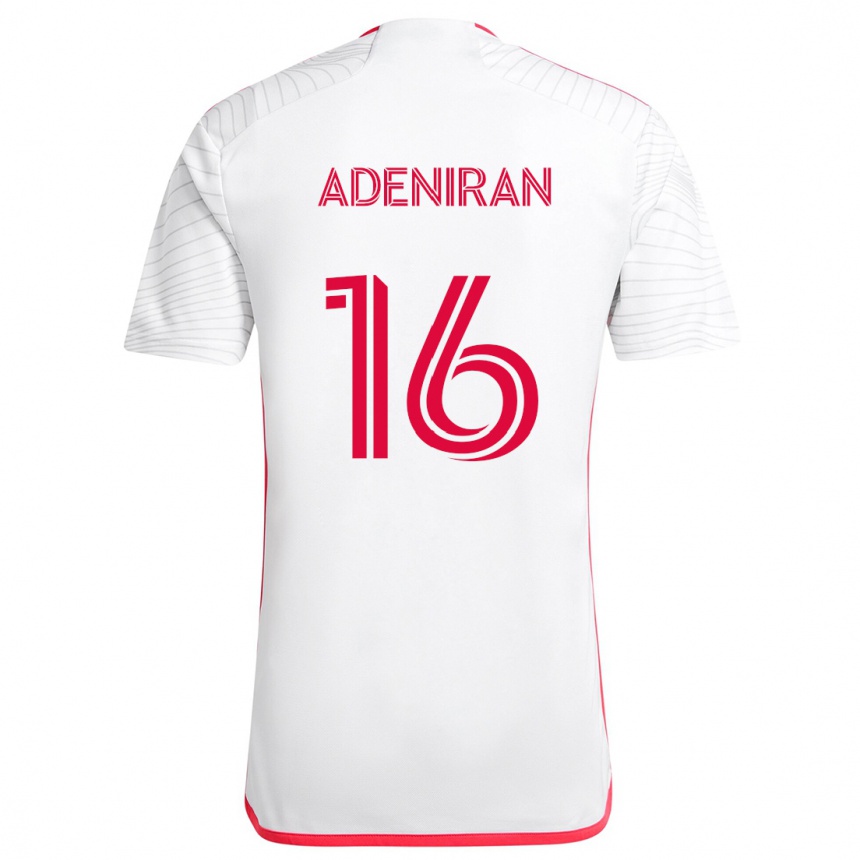 Kids Football Samuel Adeniran #16 White Red Away Jersey 2024/25 T-Shirt Nz