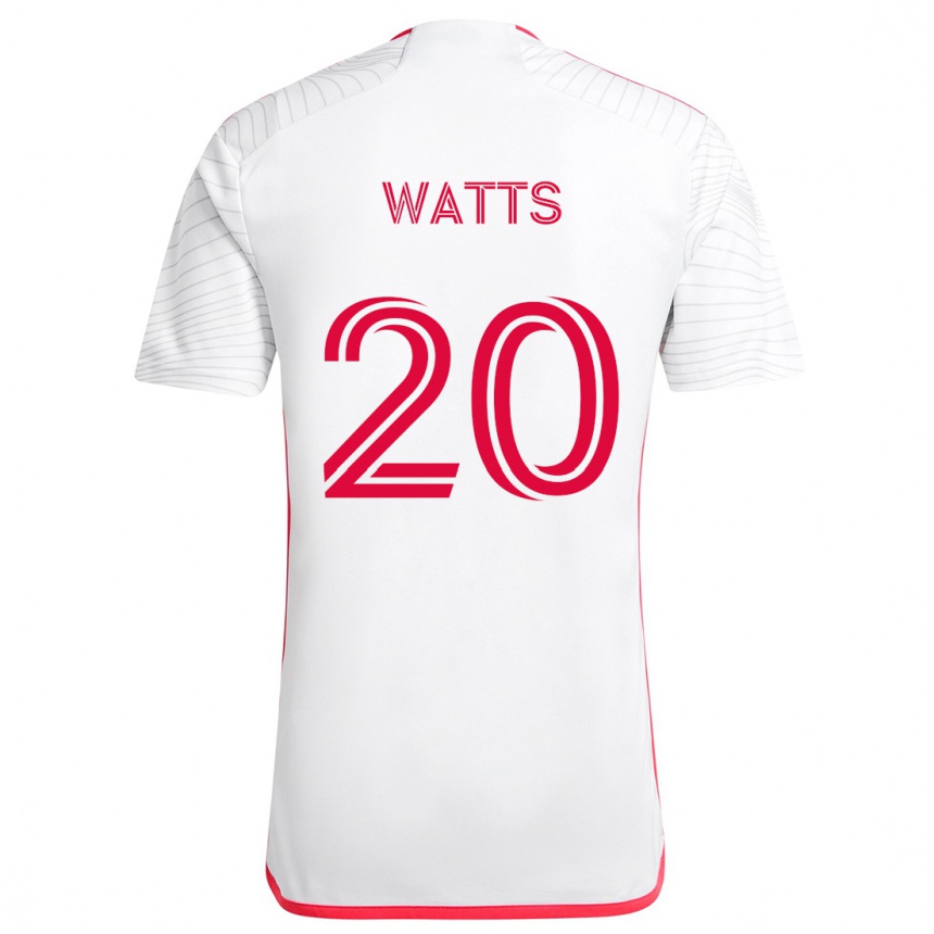 Kids Football Akil Watts #20 White Red Away Jersey 2024/25 T-Shirt Nz