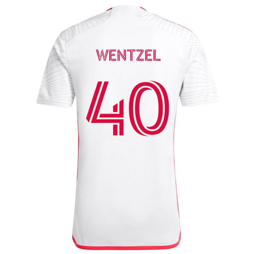 Kids Football Michael Wentzel #40 White Red Away Jersey 2024/25 T-Shirt Nz