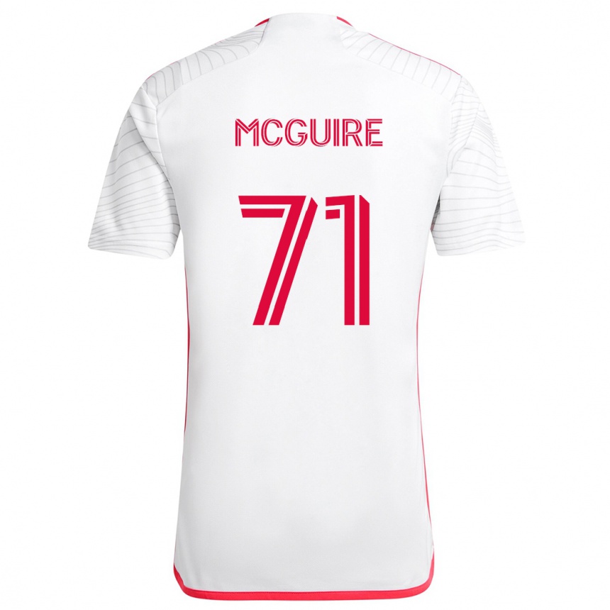 Kids Football Nolan Mcguire #71 White Red Away Jersey 2024/25 T-Shirt Nz