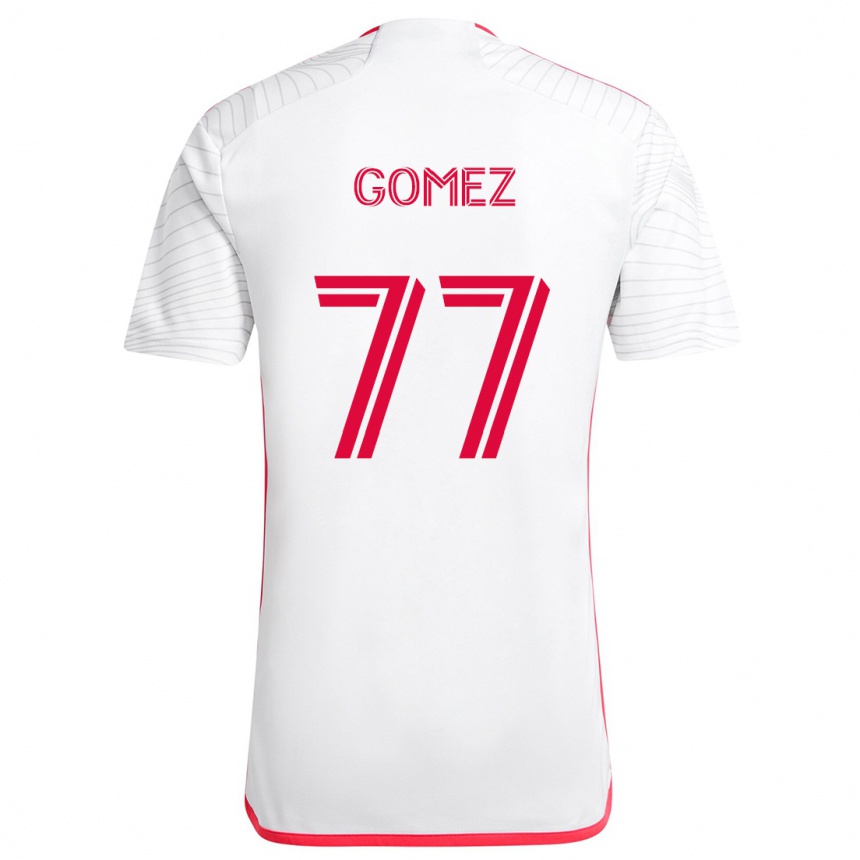 Kids Football Sam Gomez #77 White Red Away Jersey 2024/25 T-Shirt Nz