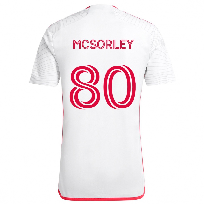 Kids Football Brendan Mcsorley #80 White Red Away Jersey 2024/25 T-Shirt Nz