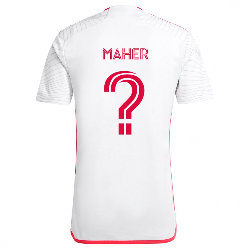 Kids Football Josh Maher #0 White Red Away Jersey 2024/25 T-Shirt Nz