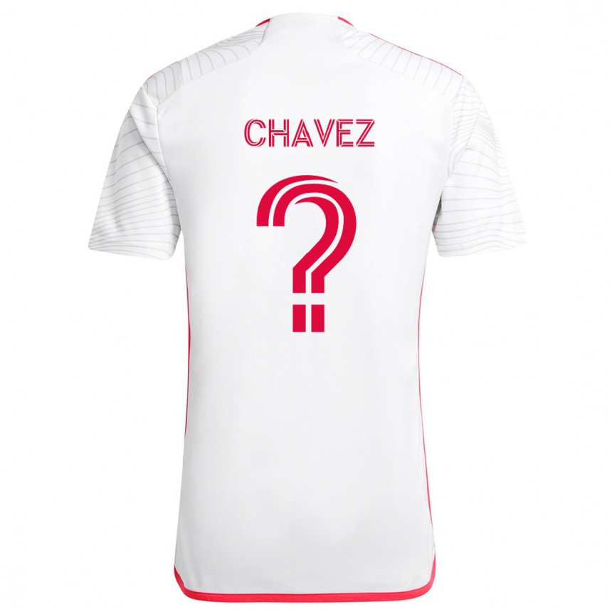 Kids Football Emiliano Chavez #0 White Red Away Jersey 2024/25 T-Shirt Nz