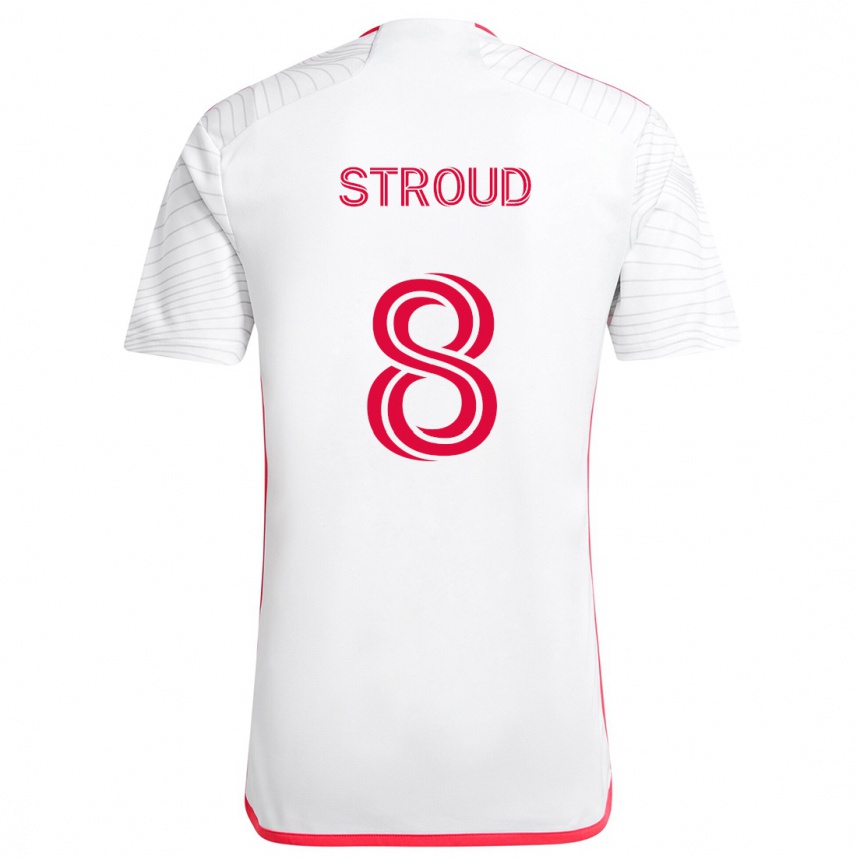 Kids Football Jared Stroud #8 White Red Away Jersey 2024/25 T-Shirt Nz