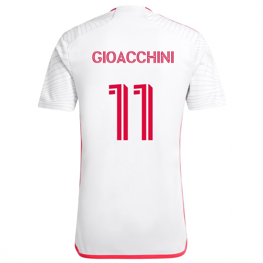 Kids Football Nicholas Gioacchini #11 White Red Away Jersey 2024/25 T-Shirt Nz