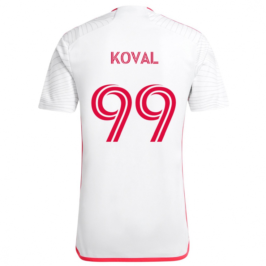 Kids Football Stanislav Koval #99 White Red Away Jersey 2024/25 T-Shirt Nz