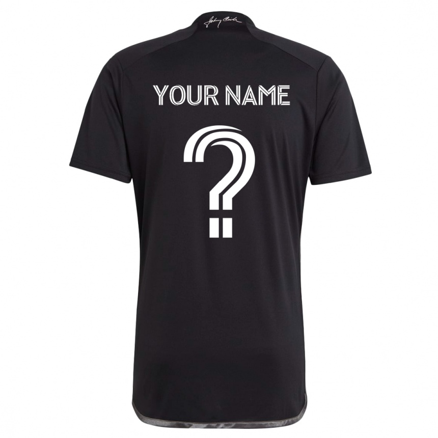 Kids Football Your Name #0 Black Away Jersey 2024/25 T-Shirt Nz