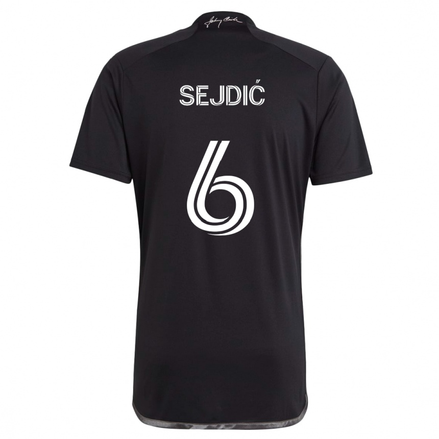 Kids Football Amar Sejdić #6 Black Away Jersey 2024/25 T-Shirt Nz