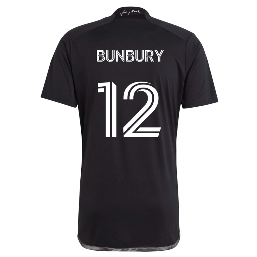 Kids Football Teal Bunbury #12 Black Away Jersey 2024/25 T-Shirt Nz