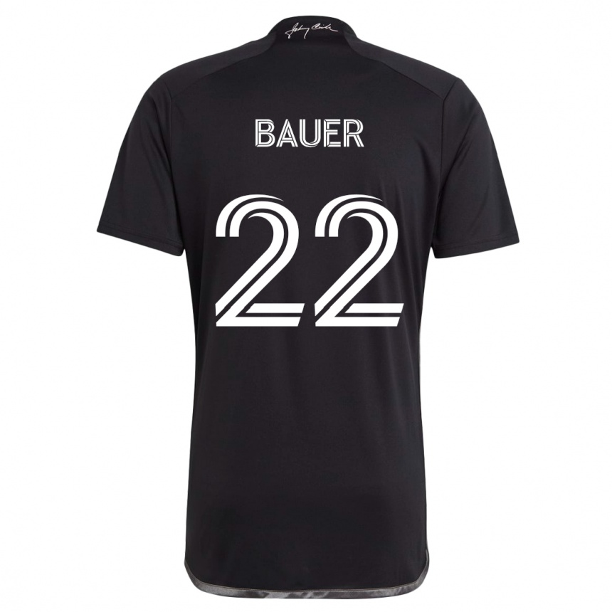 Kids Football Josh Bauer #22 Black Away Jersey 2024/25 T-Shirt Nz