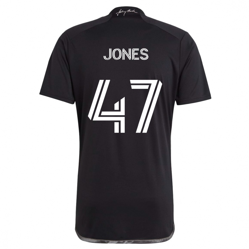 Kids Football Isaiah Jones #47 Black Away Jersey 2024/25 T-Shirt Nz