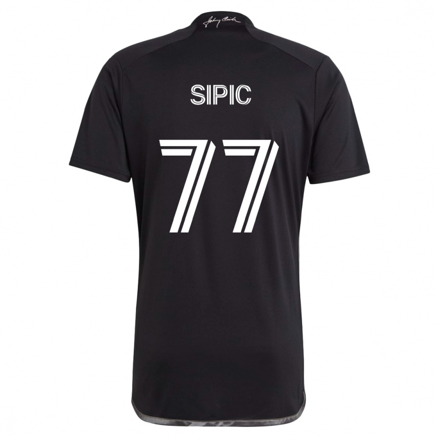 Kids Football Adem Sipić #77 Black Away Jersey 2024/25 T-Shirt Nz