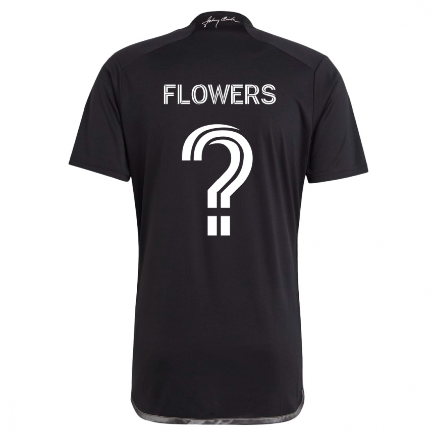 Kids Football Ashton Flowers #0 Black Away Jersey 2024/25 T-Shirt Nz