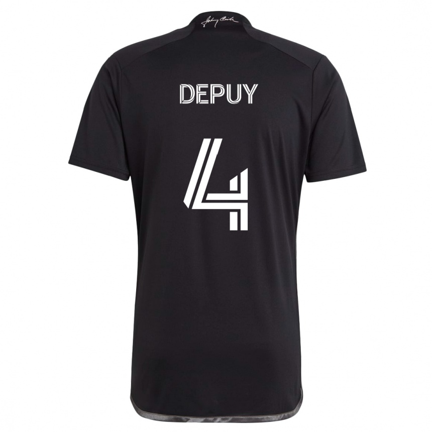 Kids Football Nick Depuy #4 Black Away Jersey 2024/25 T-Shirt Nz