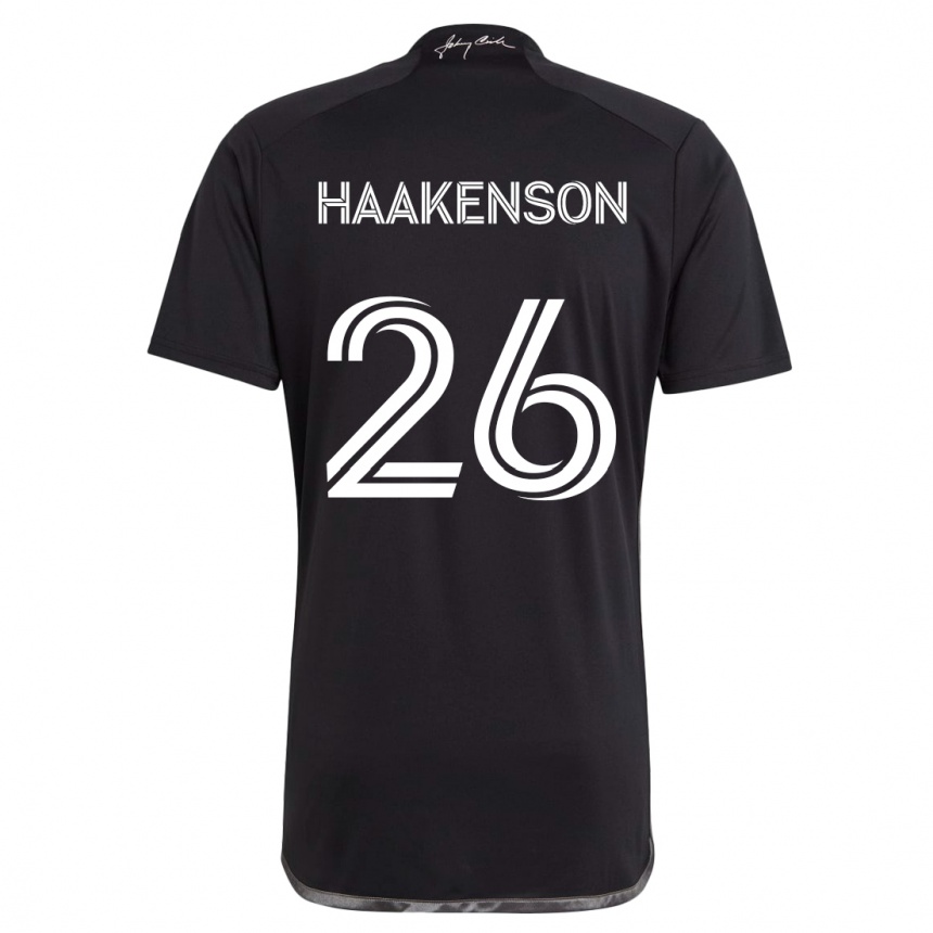 Kids Football Luke Haakenson #26 Black Away Jersey 2024/25 T-Shirt Nz