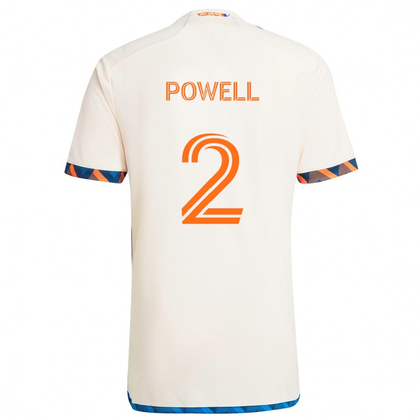 Kids Football Alvas Powell #2 White Orange Away Jersey 2024/25 T-Shirt Nz