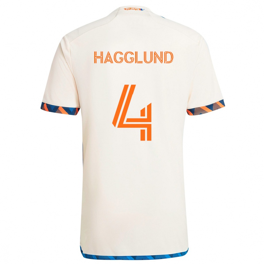 Kids Football Nick Hagglund #4 White Orange Away Jersey 2024/25 T-Shirt Nz