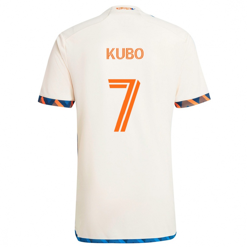 Kids Football Yuya Kubo #7 White Orange Away Jersey 2024/25 T-Shirt Nz