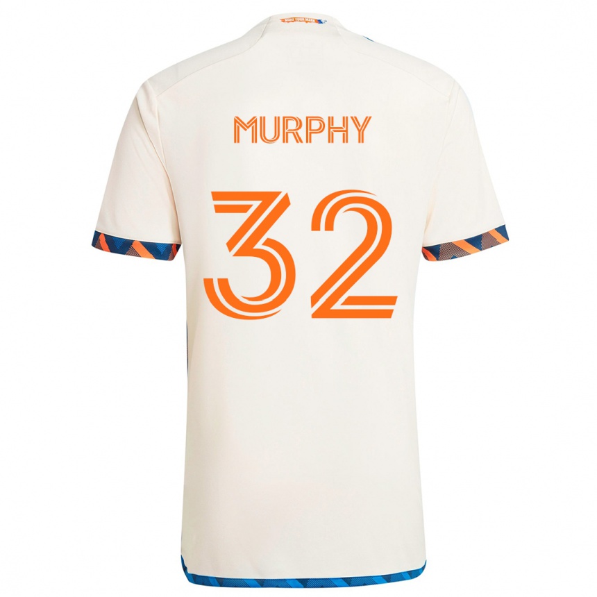 Kids Football Ian Murphy #32 White Orange Away Jersey 2024/25 T-Shirt Nz