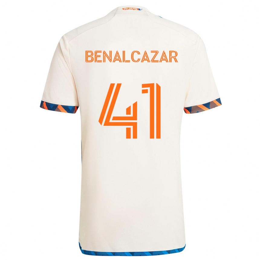 Kids Football Nico Benalcázar #41 White Orange Away Jersey 2024/25 T-Shirt Nz