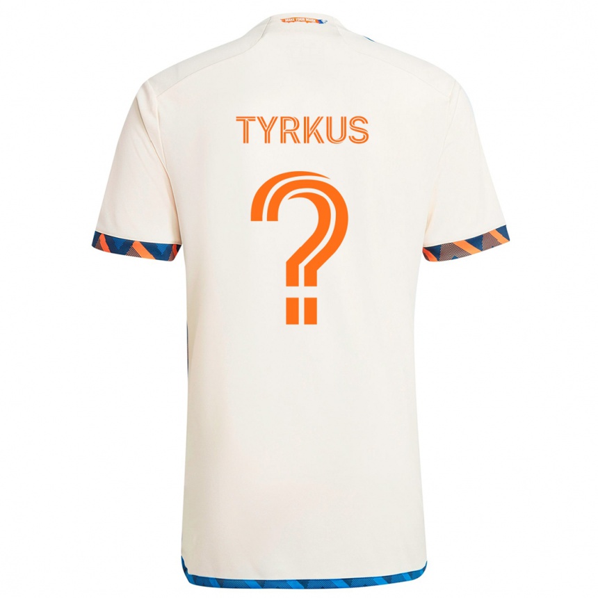 Kids Football Illia Tyrkus #0 White Orange Away Jersey 2024/25 T-Shirt Nz