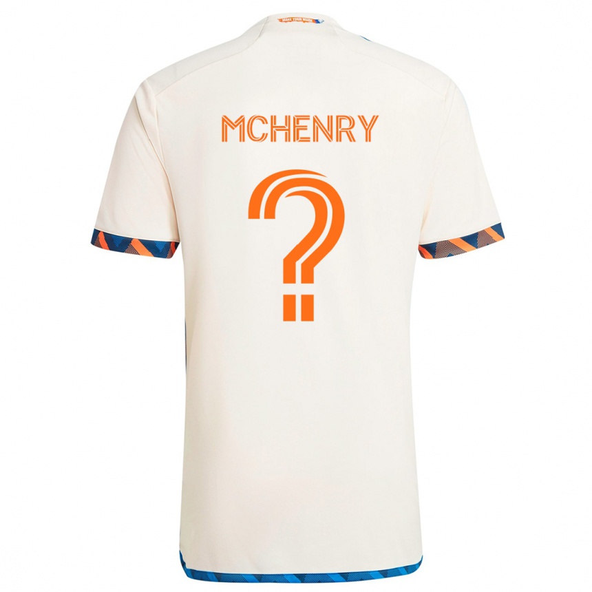 Kids Football Nicholas Mchenry #0 White Orange Away Jersey 2024/25 T-Shirt Nz