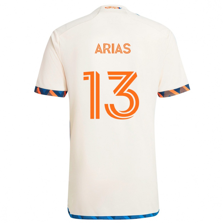 Kids Football Santiago Arias #13 White Orange Away Jersey 2024/25 T-Shirt Nz