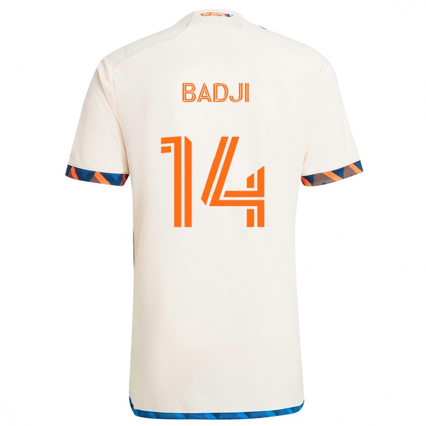 Kids Football Dominique Badji #14 White Orange Away Jersey 2024/25 T-Shirt Nz