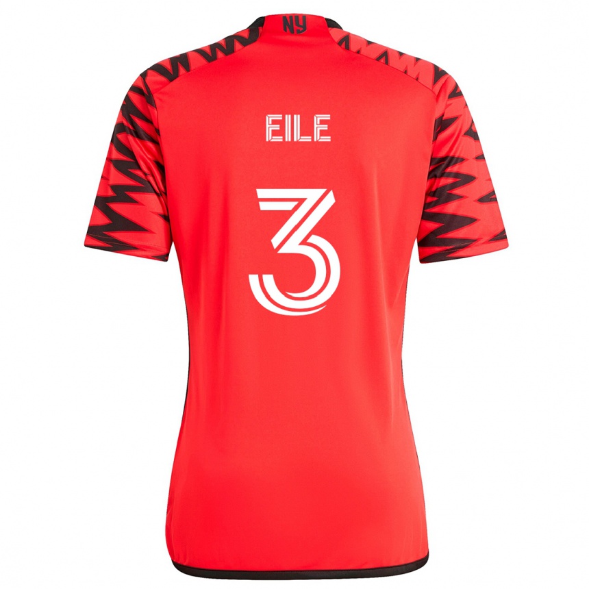 Kids Football Noah Eile #3 Red Black White Away Jersey 2024/25 T-Shirt Nz