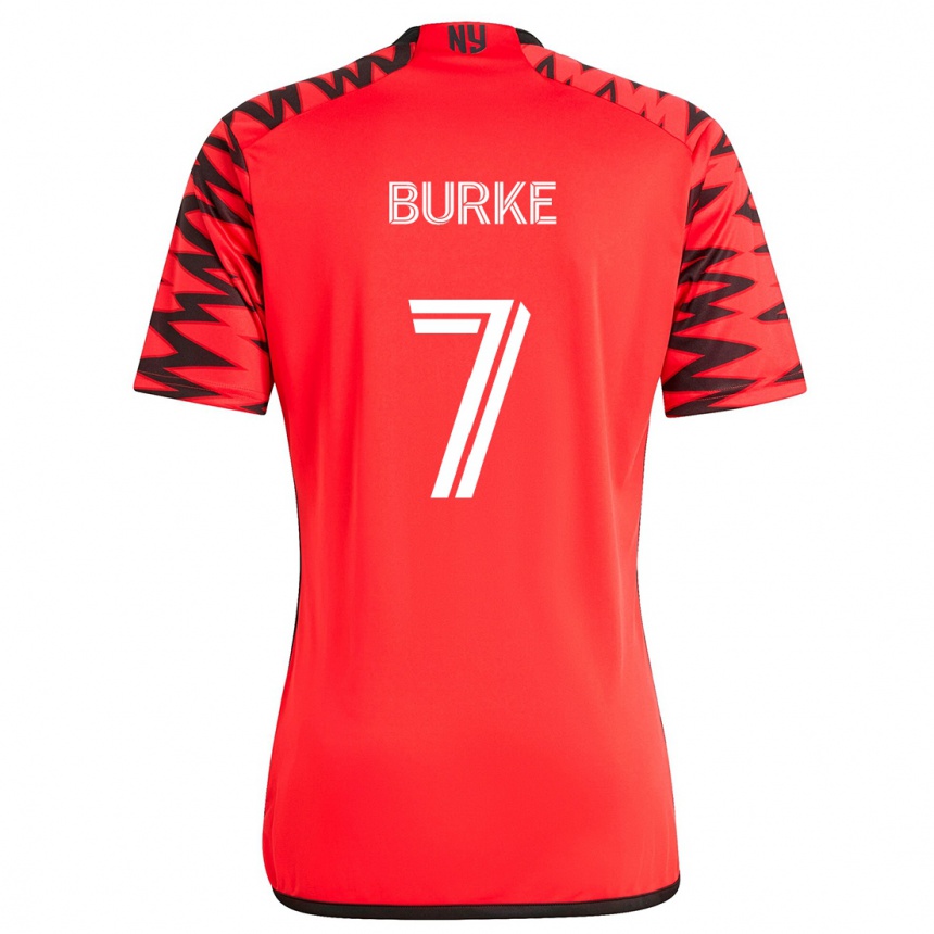 Kids Football Cory Burke #7 Red Black White Away Jersey 2024/25 T-Shirt Nz