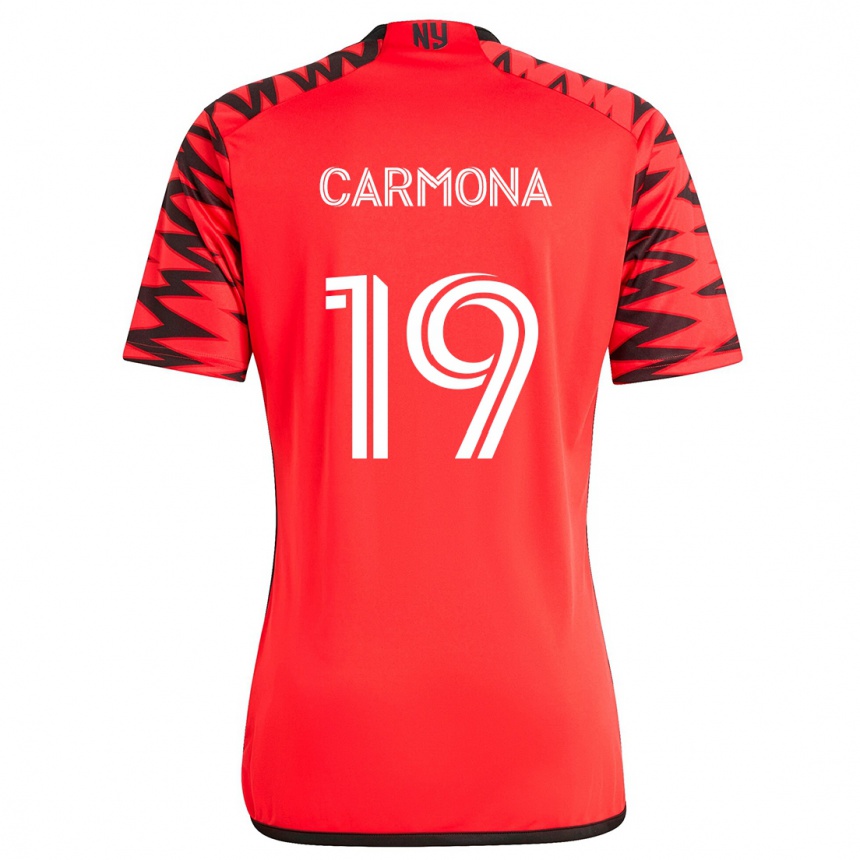 Kids Football Wikelman Carmona #19 Red Black White Away Jersey 2024/25 T-Shirt Nz