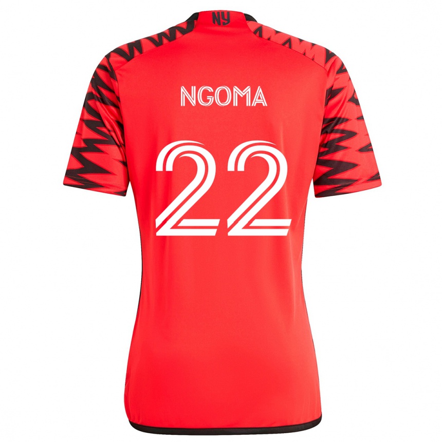 Kids Football Serge Ngoma #22 Red Black White Away Jersey 2024/25 T-Shirt Nz