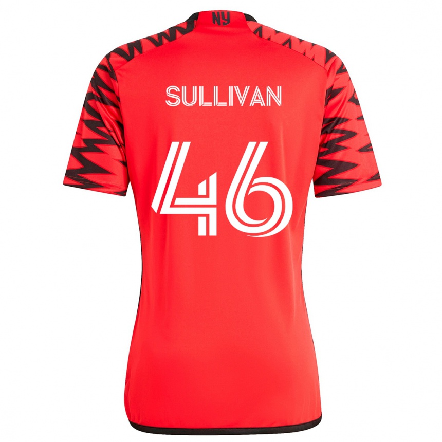 Kids Football Dylan Sullivan #46 Red Black White Away Jersey 2024/25 T-Shirt Nz