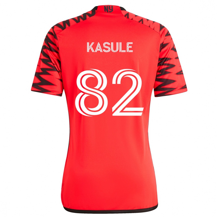 Kids Football Ibrahim Kasule #82 Red Black White Away Jersey 2024/25 T-Shirt Nz