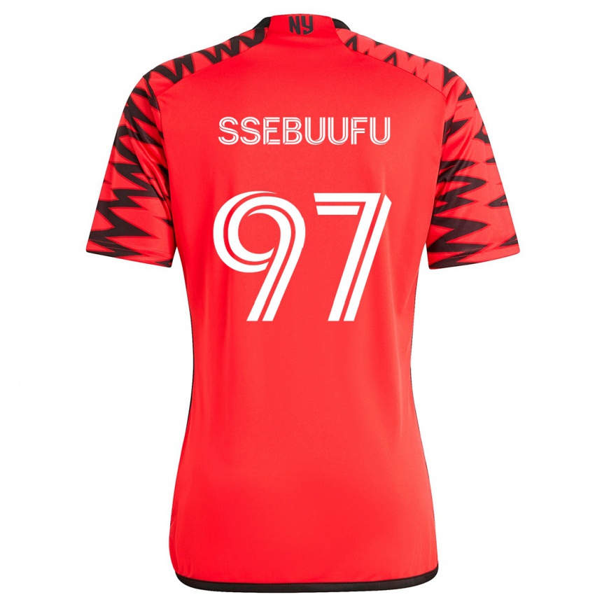 Kids Football Frank Ssebuufu #97 Red Black White Away Jersey 2024/25 T-Shirt Nz