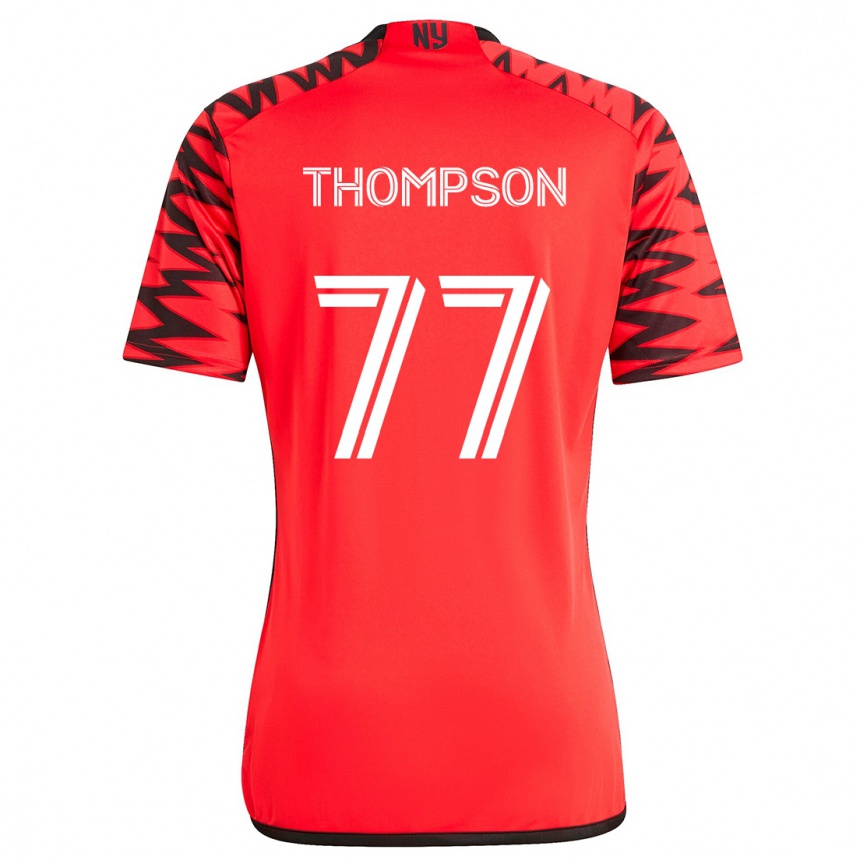 Kids Football Amos Shapiro-Thompson #77 Red Black White Away Jersey 2024/25 T-Shirt Nz