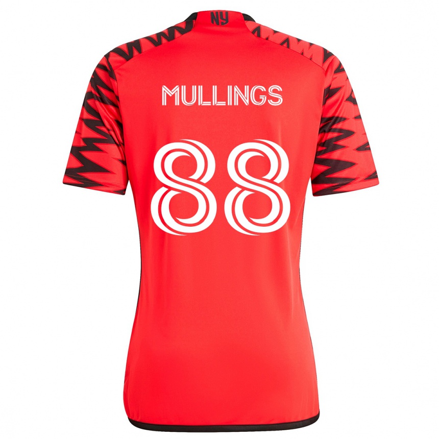 Kids Football O'vonte Mullings #88 Red Black White Away Jersey 2024/25 T-Shirt Nz